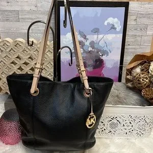 MICHAEL Michael Kors Bags Michael Kors Handbag Purse 38f2cttt7l Jet Set Black Pebbled Leather Tote Poshmark